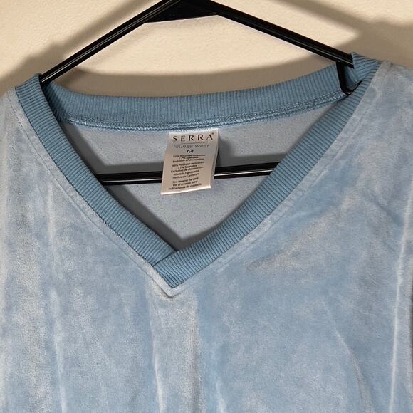 Serra Sky Blue Velour Set Top & Pants Women's Medium Pajamas Athletic Sweats - Picture 9 of 16